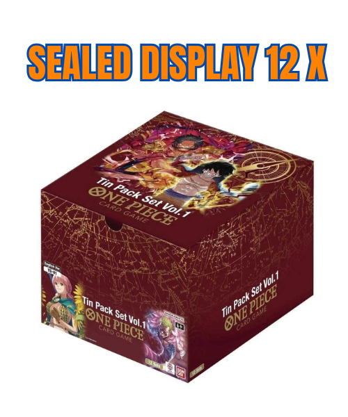 ONE PIECE TCG TIN PACK SET VOL 1 - SEALED DISPLAY BOX 12 X - LUFFY GOL