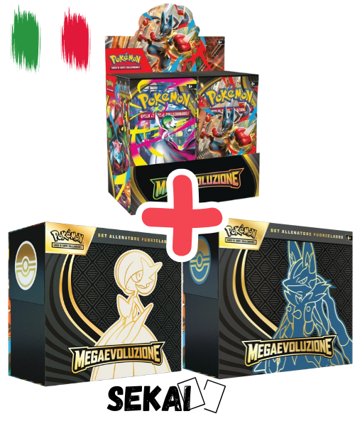 POKEMON MEGAEVOLUZIONE BUNDLE 2 ETB + BOX 36 BUSTINE ITA