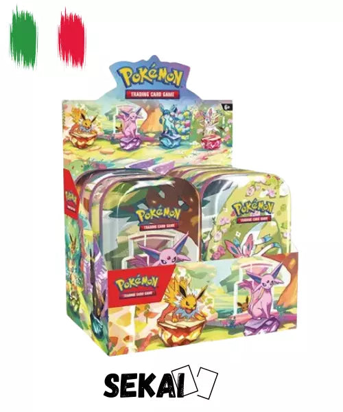 Pokemon Display Mini Tin Sealed Evoluzioni Prismatiche 8 Tins ITA